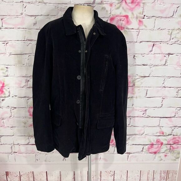 DKNY black corduroy elbow pad inner vest lined jacket - Picture 1 of 9